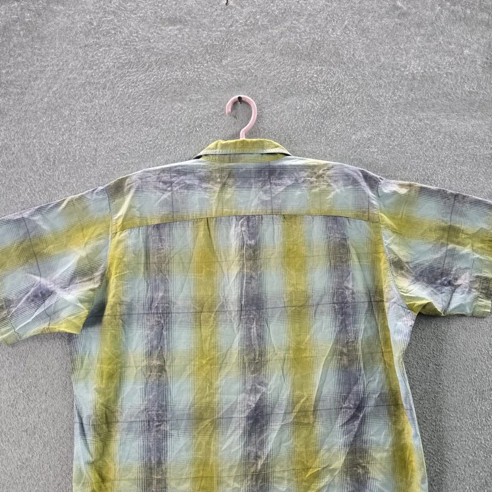 Mountain‎ Hardwear Men Button Up Shirt M Yellow Plaid Outdoor Hiking Gorpcore